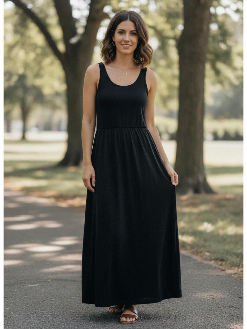 Rodebjer Genua Elegant Black Low cut Back Maxi Dress - Small